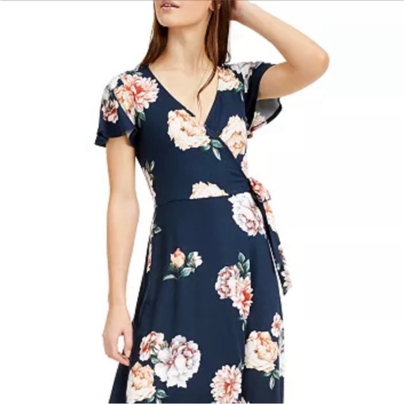 Navy Floral High Low Dress - Picture 4 of 8